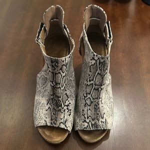 Faux Snake Skin Booties | Peep-Toe with Ankle Strap